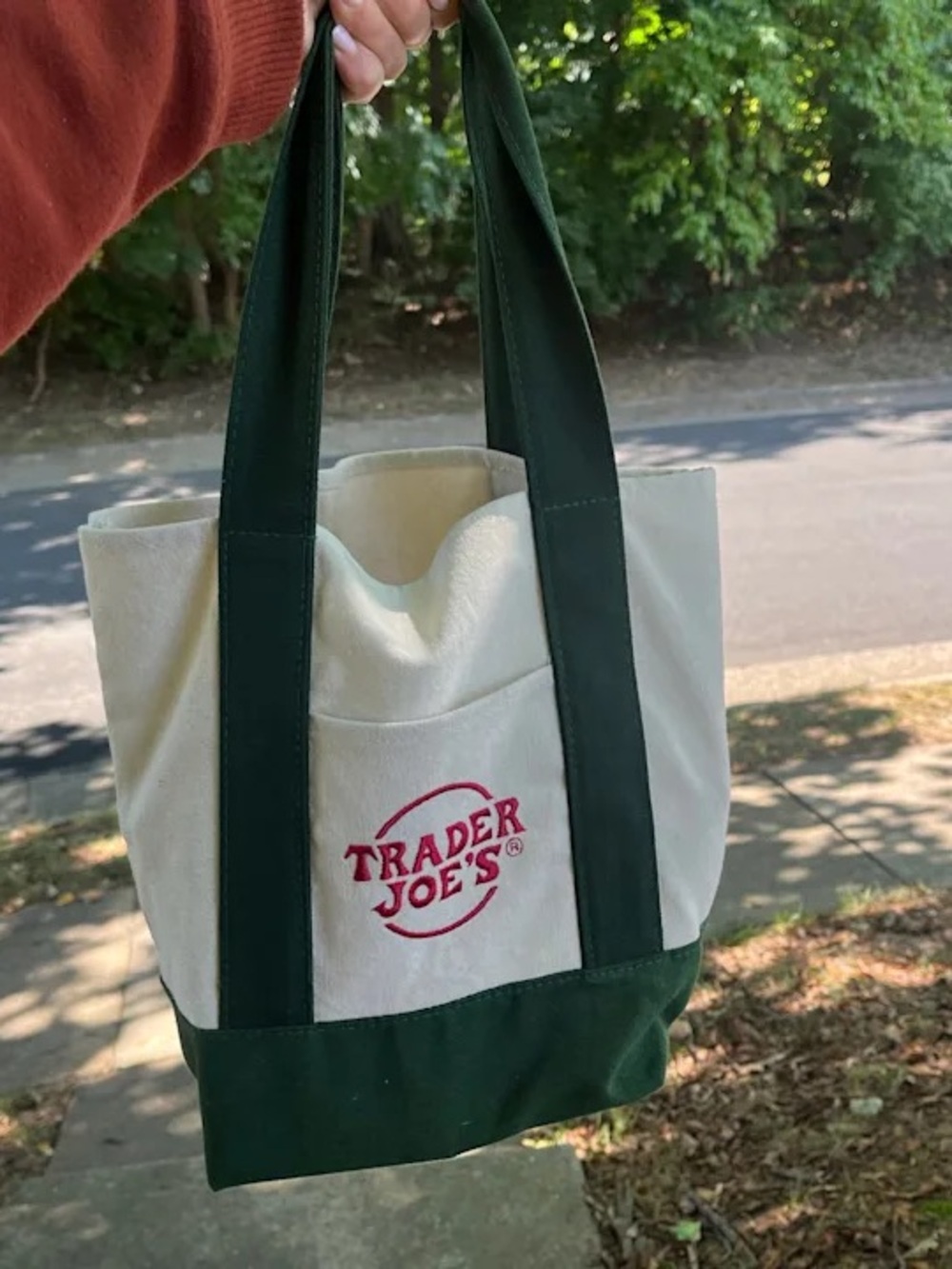 TRADER JOES BAG dark green/cream